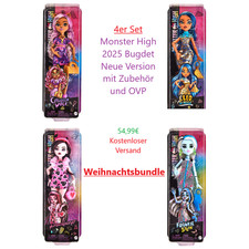 Set 4 Bambole Nuove e Confezione Originale Monster High 2023 Main Character Idea Regalo Natale
