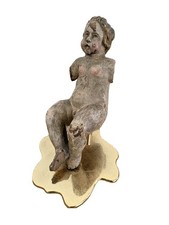 Scultura – Antica figura di bambino – Legno, Metallo dorato – XIX secolo
