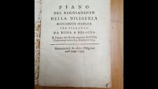 DILIGENZA DA ROMA A BOLOGNA 1795 PIANO DEL REGOLAMENTO DELLA D. NUOVAMENTE......