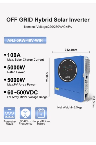 Anenji 5kw inverter ibrido - inverter,