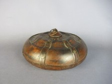 Contenitore etnico legno metallo forma circolare soprammobile vintage XX Sec.