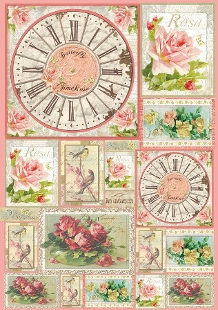 Carta decoupage orologio rose - carta,