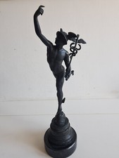 Antico Mercurio in bronzo originale primi '900 finemente lavorato Statua Hermes