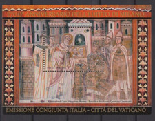 ITALIA 2013 FOGLIETTO EDITTO DI MILANO EMISSIONE CONGIUNTA VATICANO