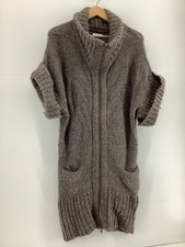 HOSS INTROPIA Maglione Cardigan Maglia Grossa Marrone Lunghezza Midi Zip S