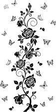 Black Rose Flowers Butterflies