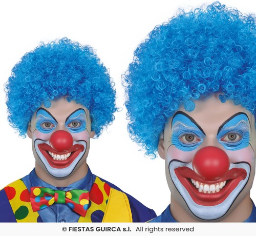 Parrucca blu riccia - parrucca, clown