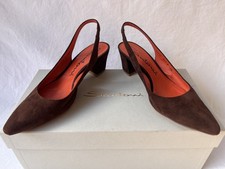 Santoni scarpe donna sling décolleté. Tg 38,5. Camoscio. Scamosciato. Marrone. Ottimo!