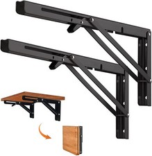 Coppia di Supporti angolari staffe reggi mensola nero richiudibili 400x200mm