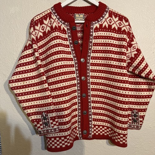 Cardigan nordico lana rosso