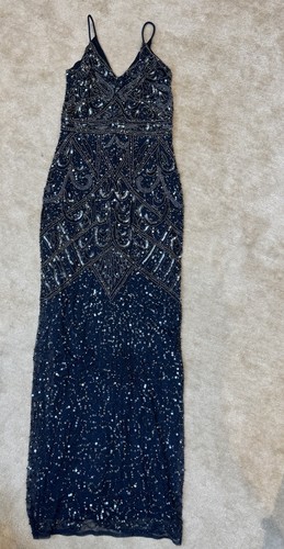 Maxi abito navy - , paillettes