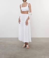 Gonna a strati in cotone fresco Enza Costa bianca