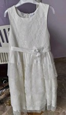 Vestito Bimba Cerimonia Damigella Bianco Matrimonio Usato Come Nuovo 