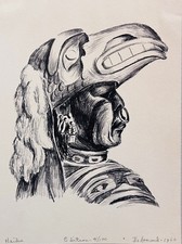 Stampa blocco legno nativo primi Dale De Armond 4/100 Alaska Haidu 1960 rara