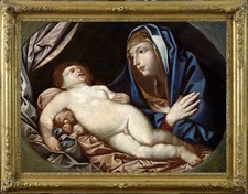 "Madonna in adorazione del Bimbo dormiente", seguace di Guido Reni (XVII sec)