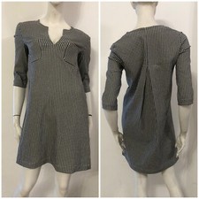 LIVIANA CONTI Vestito abito blu notte bianco fantasia quadretti gingham Tg 40