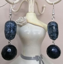 Orecchini Gioco Di Perle Agata Grigio Blu