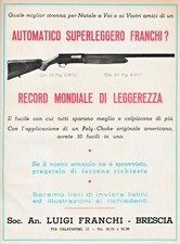 PUBBLICITA'1954 LUIGI FRANCHI BRESCIA ARMI FUCILE AUTOMATICO SUPERLEGGERO RECORD