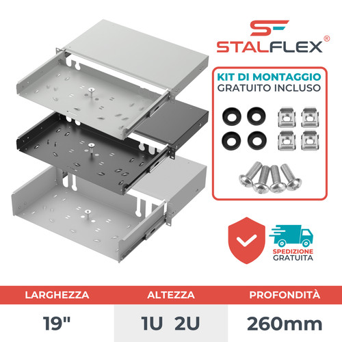 2u rack montaggio - 19", 1u