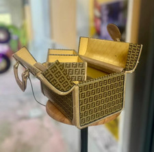 Beauty Case Fendi Monogram In Tessuto Vetrificato e Pelle Anno 1975 Vintage