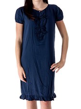 Manila Grace Abito Camicia Vestito Estivo College Blau Volant Viscosa