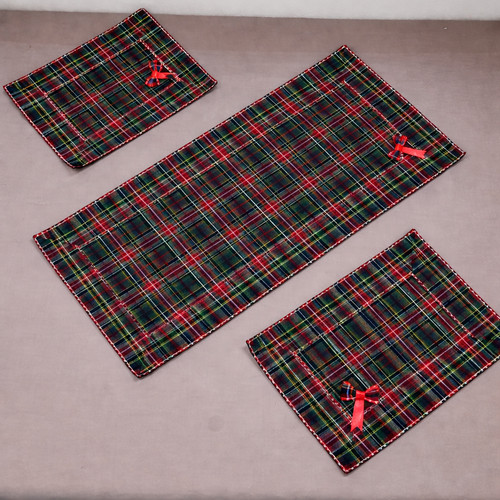 Tris centrini pezzi tartan - centrini,