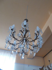 ANTICO LAMPADARIO OTTONE VETRO