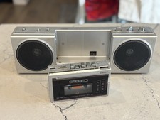 Radio registratore cassette vintage Unisef AF-3000 altoparlanti staccabili da riparare