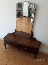 Toilette in noce con specchio vintage stile chippendale anni '40