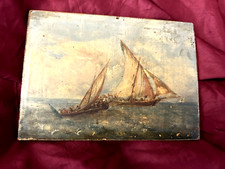 BELLA SCUOLA FRANCESE DEL XIX SECOLO I DUE VELIERI OLIO SU TAVOLA