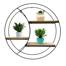 SCAFFALE MENSOLA DA PARETE ROTONDA IN METALLO RIPIANI IN LEGNO LIBRERIA MENSOLE