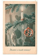 1948 decorazioni natalizie d'epoca foto cartolina augurale Natale Vanoce