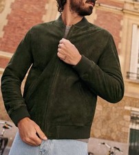Giubbotto pelle bomber verde