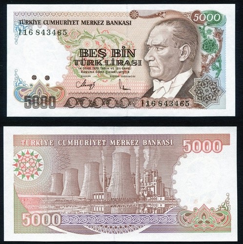 Turchia 5000 lire - 1990, ataturk