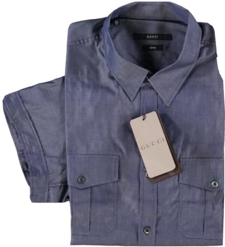 Camicia uomo gucci blu cotone - camicia,