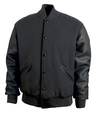 Giacca classica in pelle manica Varsity nera marca gioco made in USA taglia 2X NUOVA