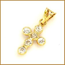Ciondolo in ORO Giallo 18 kt 750 e Zirconi Crocifisso Croce Piccola Pendente