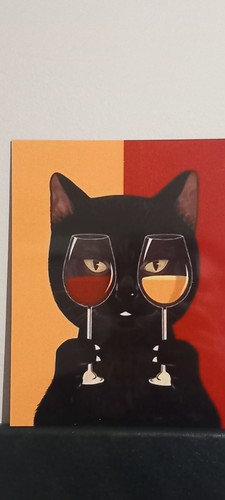 Quadro gatto nero vino - quadro,