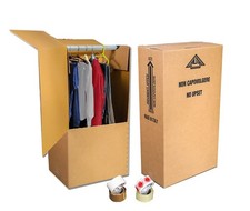 Scatole Cartone Porta Abiti Capi Appesi cm. 30x55x115 + asta in plastica dentata