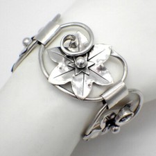 Bracciale maglia floreale Albino Manca lavorato a mano argento sterling