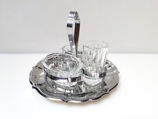 PORTA SALE PEPE STUZZICADENTI IN VETRO E INOX ORIGINALE ANNI 50 c.a.