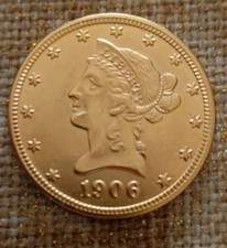 moneta oro 10 dollari Liberty 1906 Eccezionale Conservazione  Fdc Assoluto 