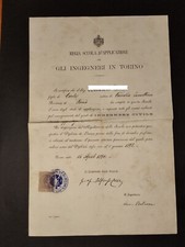 Diploma TORINO 1891 Regia