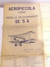PROGETTO CARTACEO AEROPICCOLA TORINO PER COSTRUZIONE AEROMODELLO DINAMICO SE 5 A