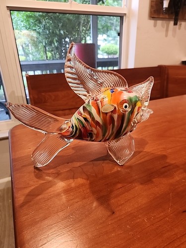 Scultura pesce oro vetro