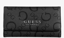 NUOVA GUESS Borsa pochette donna con stampa logo trifold slim portafoglio - Nera