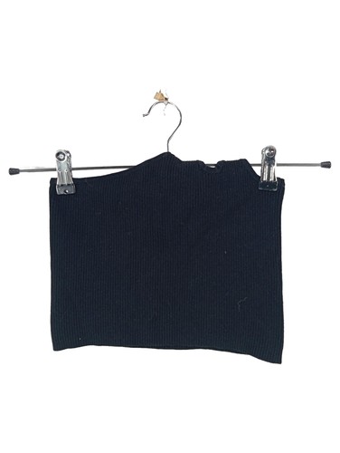 Top nero maglia a costine - top,