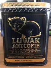 Artcofie Kopi Luwak Arabica Fagioli Interi 100g - Scatola di Latta, Bassa Acidità, Gusto Ricco