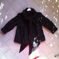 Giacca nera maniche 3/4 tre quarti caban blazer spolverino trench soprabito anni