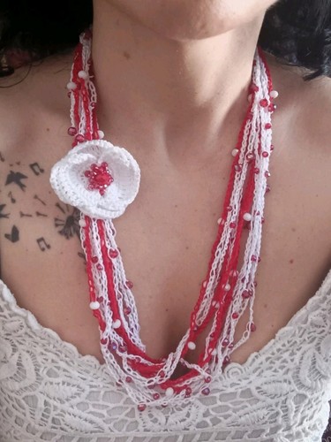 Collana papavero fatta mano - fatta,